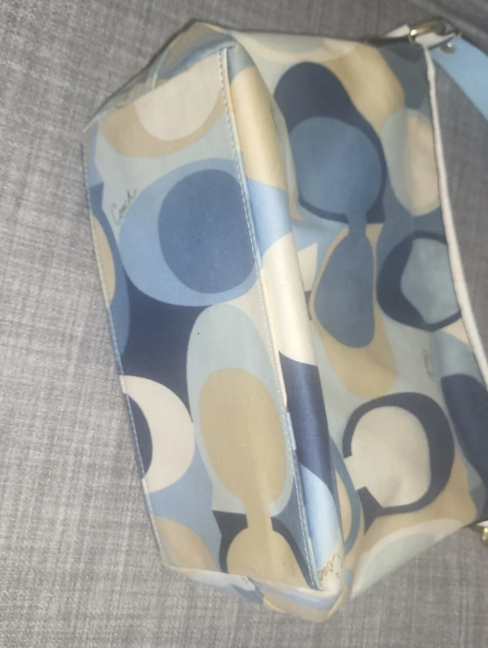 Coach Optic Signature Scarf Print Hobo Shoulder Bag 11955 Blue White Purse
